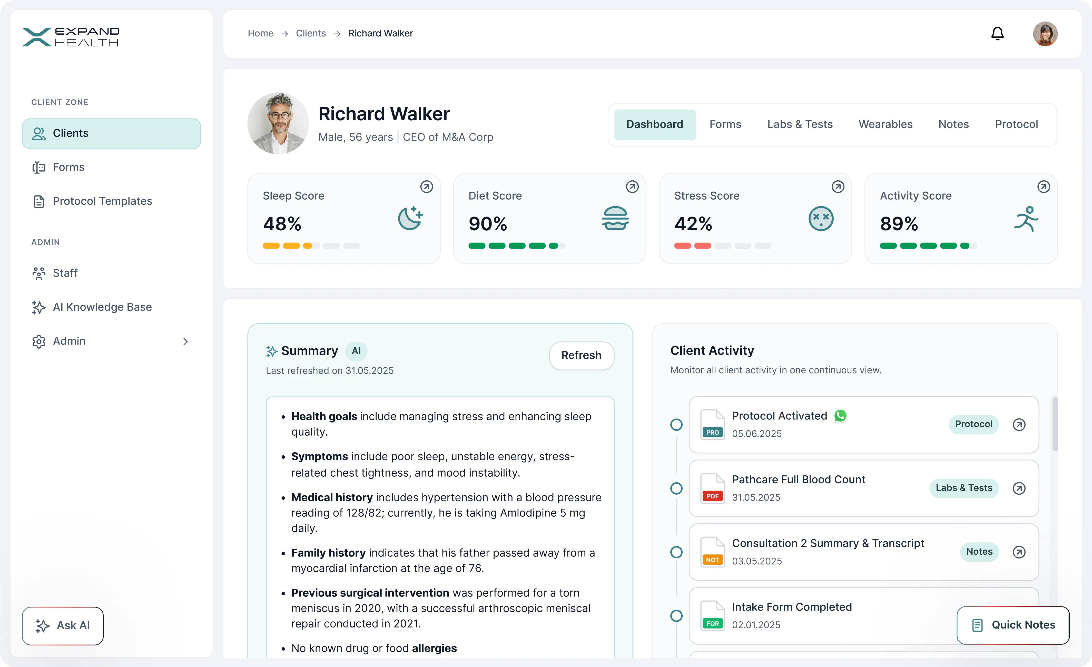 Expand Health Dashboard Interface